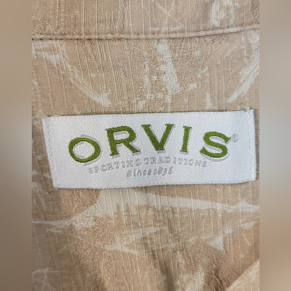 Orvis Swordfish Patterned Silk Shirt Size XL - Picture 2 of 8